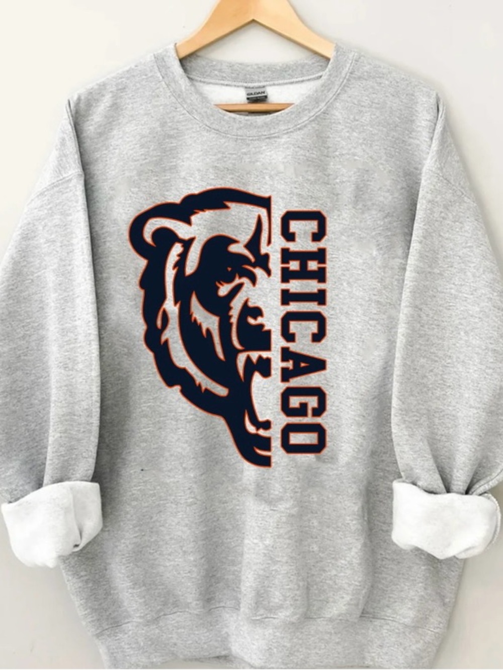 Vintage Chicago Bear Graphic Gray Crewneck Sweatshirt